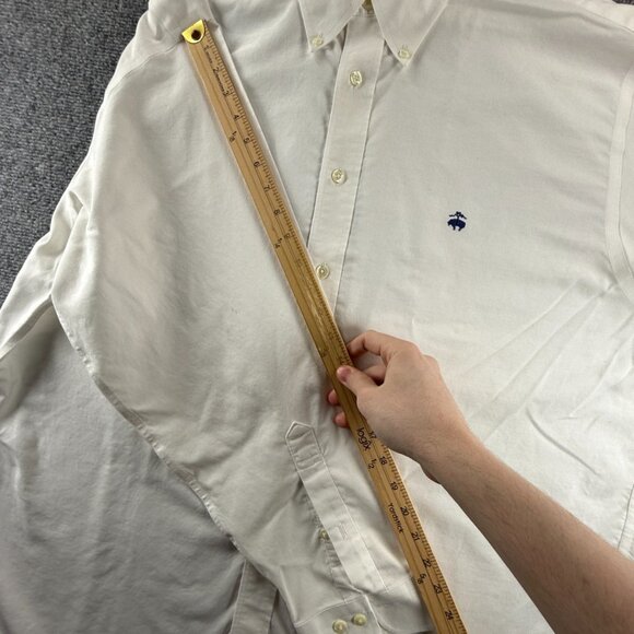 Brooks Brothers Oxford OCBD Cotton Non-Iron XL Button-Down White Shirt Solid Men - Picture 9 of 16
